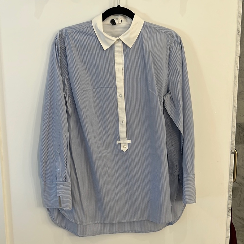 Ann Taylor blue and white striped tunic